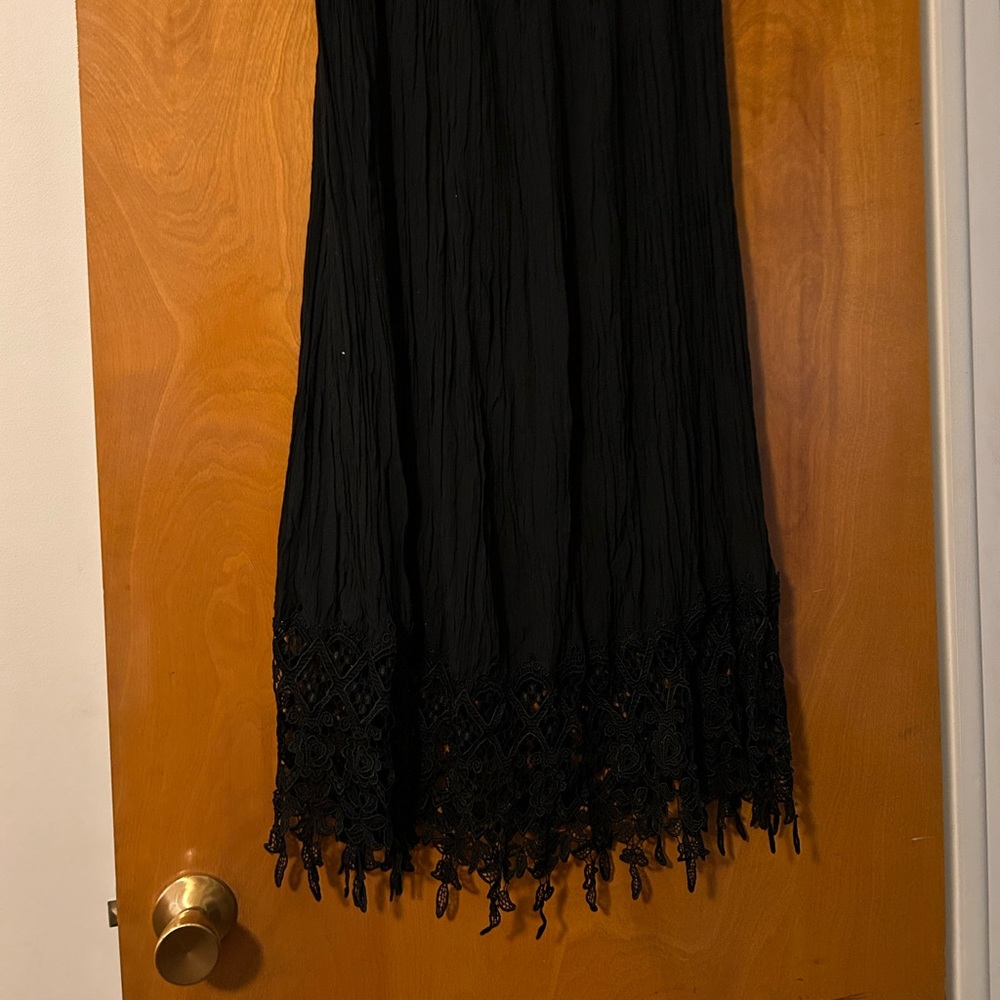 Long black dress skirt with detail bottom